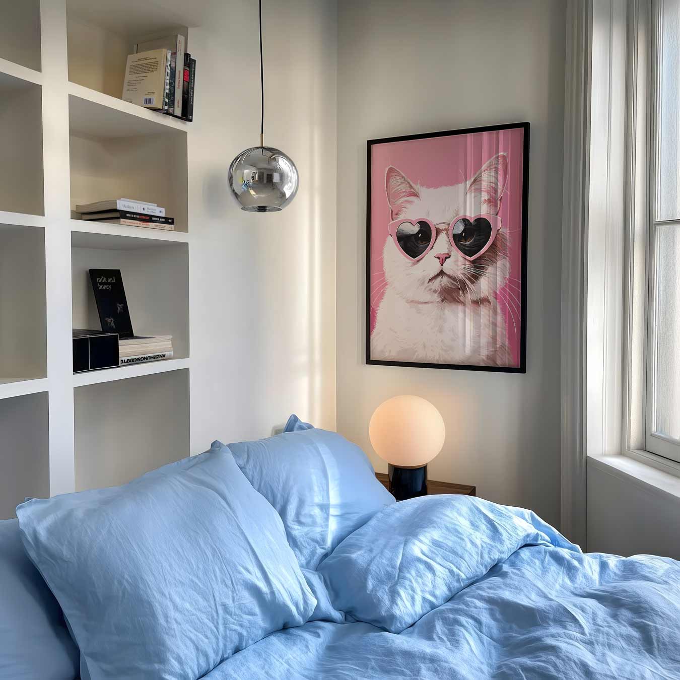 Coole Kat Met Hartjesbril Poster-WallArtistic