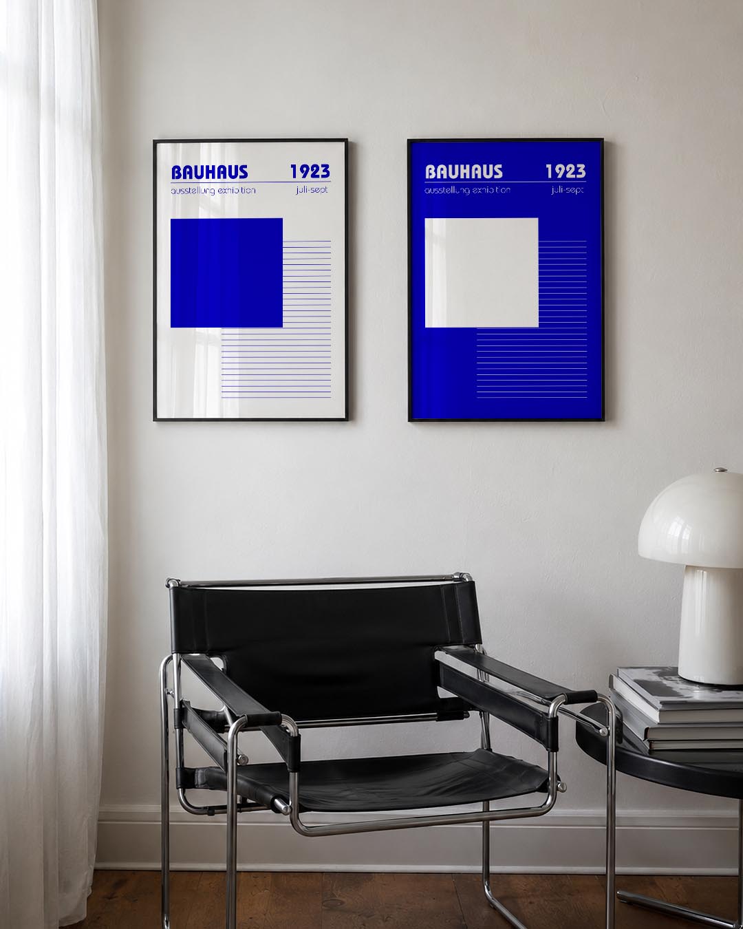 Blauw en lijnen Posterset