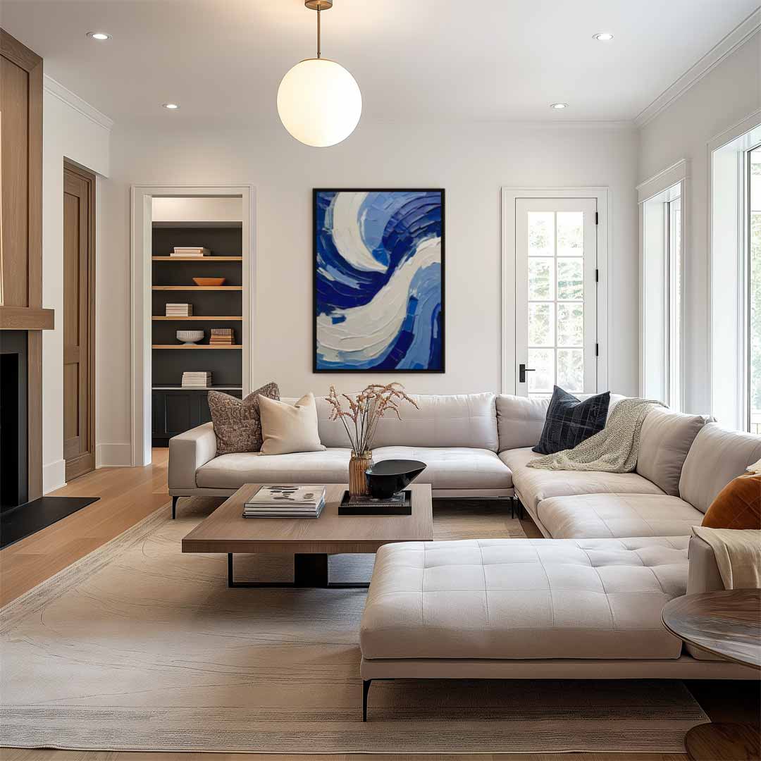 Golf van Blauwe Energie Kunstwerk-canvas-dibond-plexiglas-wanddecoratie-WallArtistic