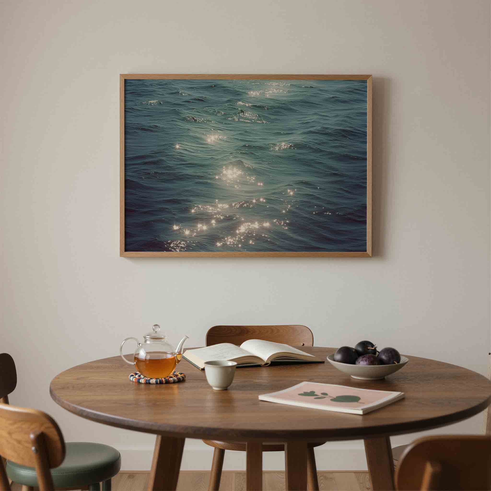 Golvend water met lichtreflecties Poster