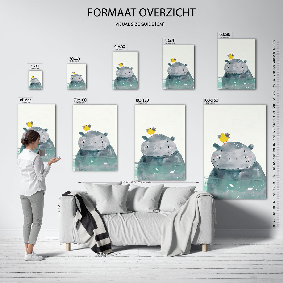 Nijlpaard met vogel Poster