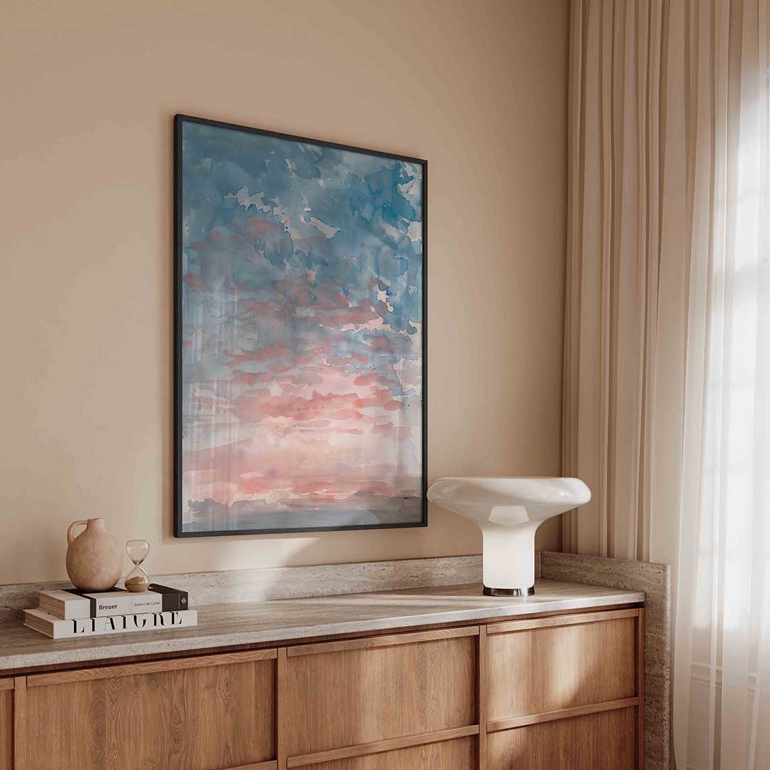 Blauwe en roze lucht Poster
