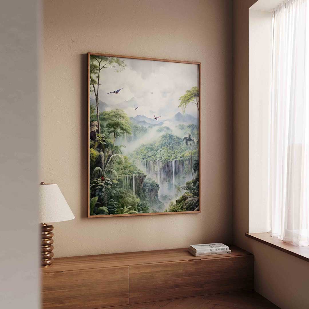 Vogelvlucht over waterval Poster
