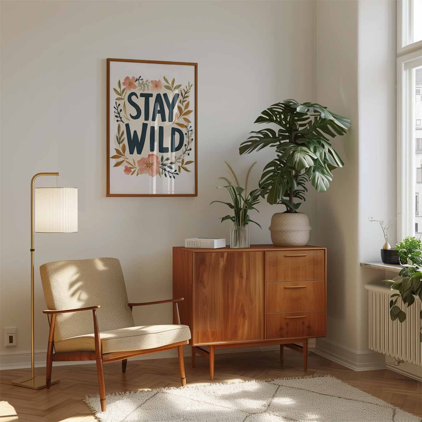 Stay Wild Bloemenposter-WallArtistic