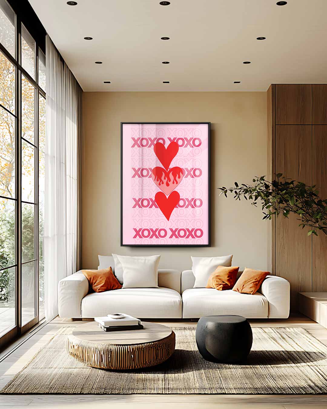 Vurige Harten Poster Kunstwerk-canvas-dibond-plexiglas-wanddecoratie-WallArtistic