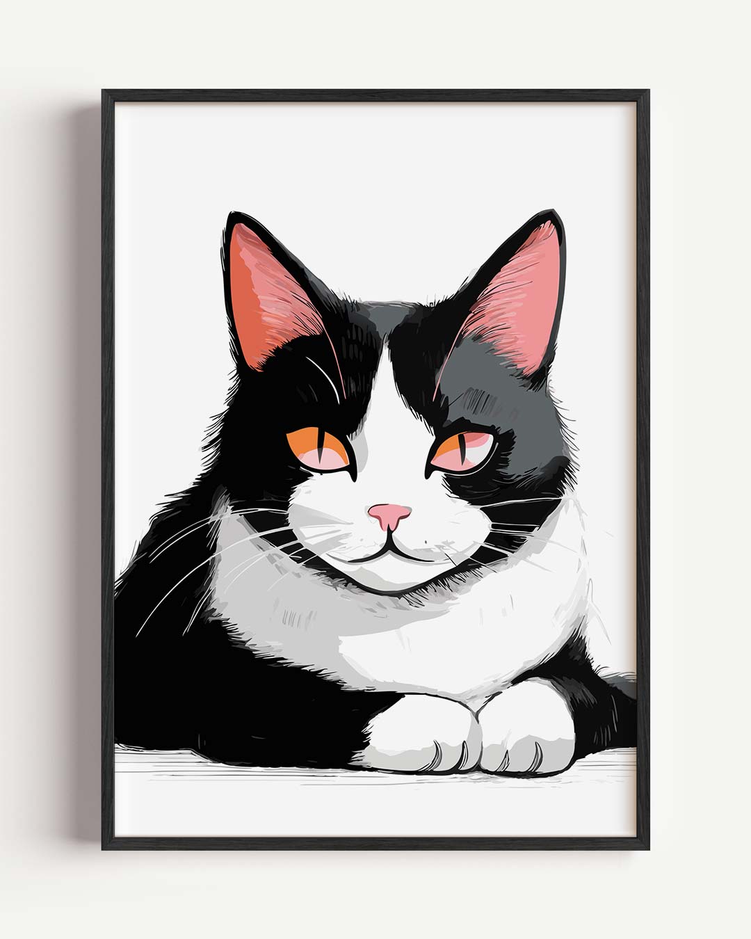 Chique Kattenportret in Zwart & Wit Poster-WallArtistic
