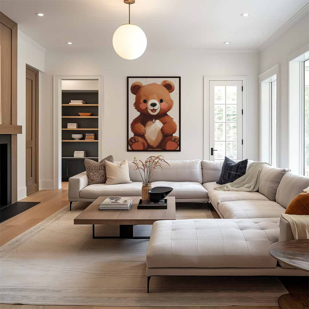 Schattige Beertje Illustratie Kunstwerk-canvas-dibond-plexiglas-wanddecoratie-WallArtistic