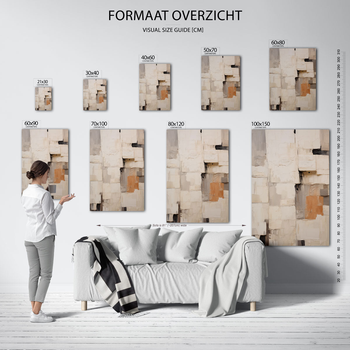 Abstracte beige en oranje Poster