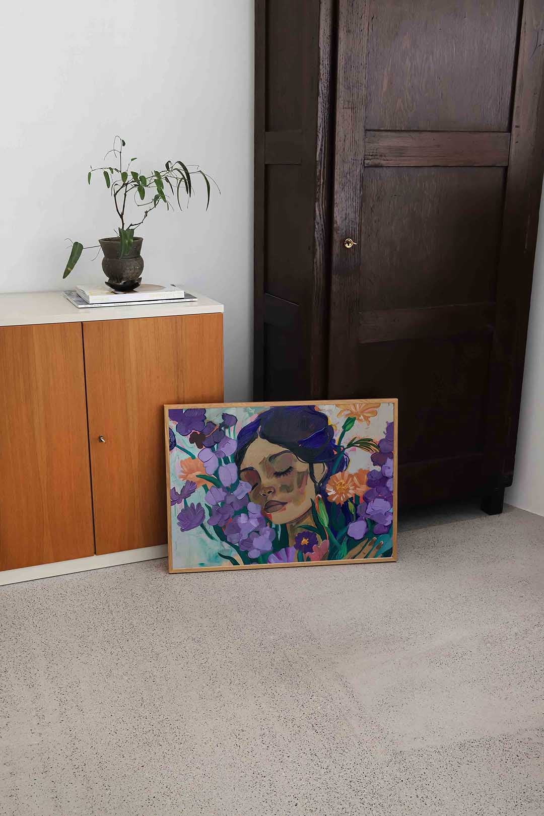 Bloemen en vrouw Poster