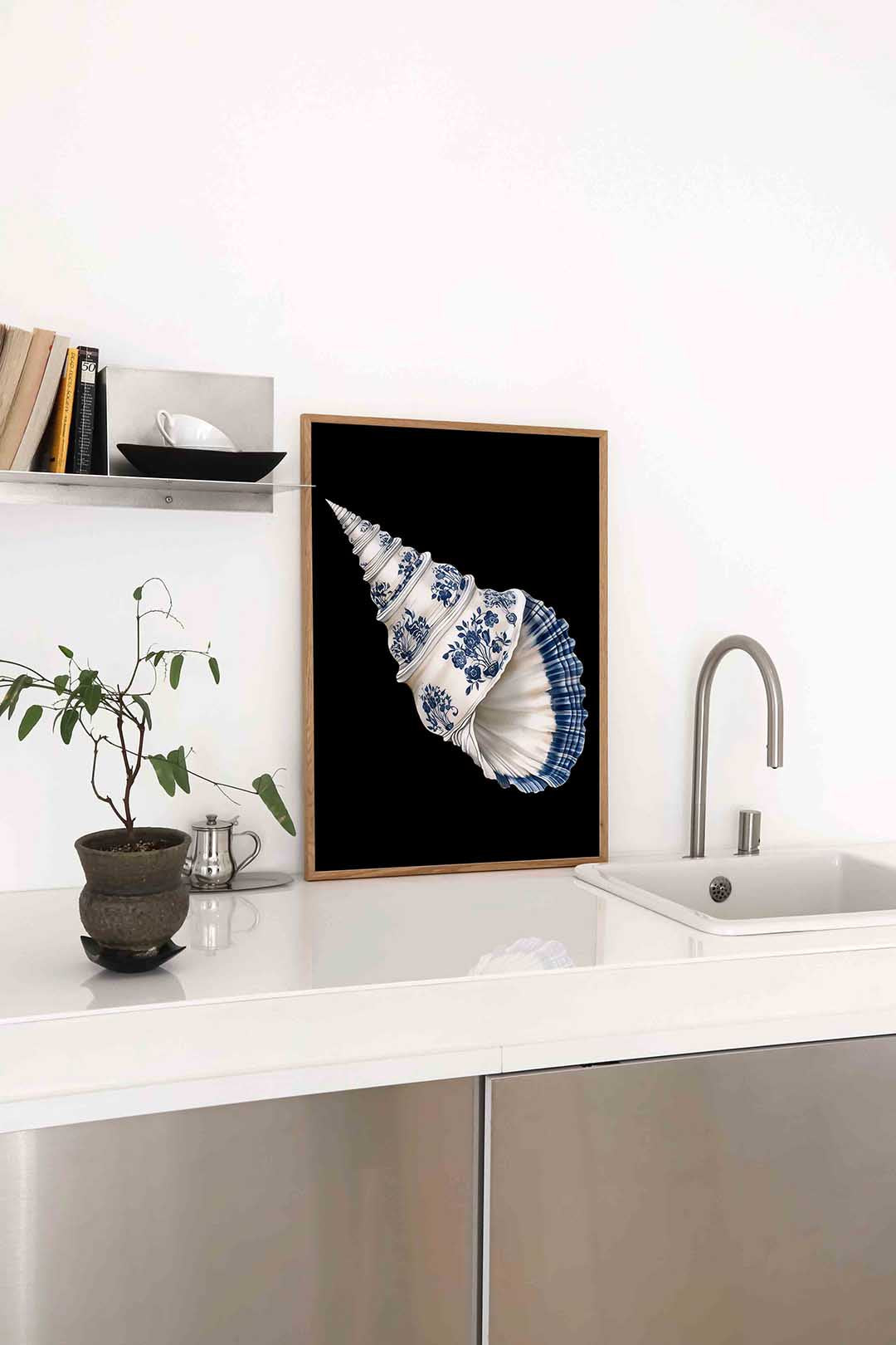 Schelp met bloemen Poster
