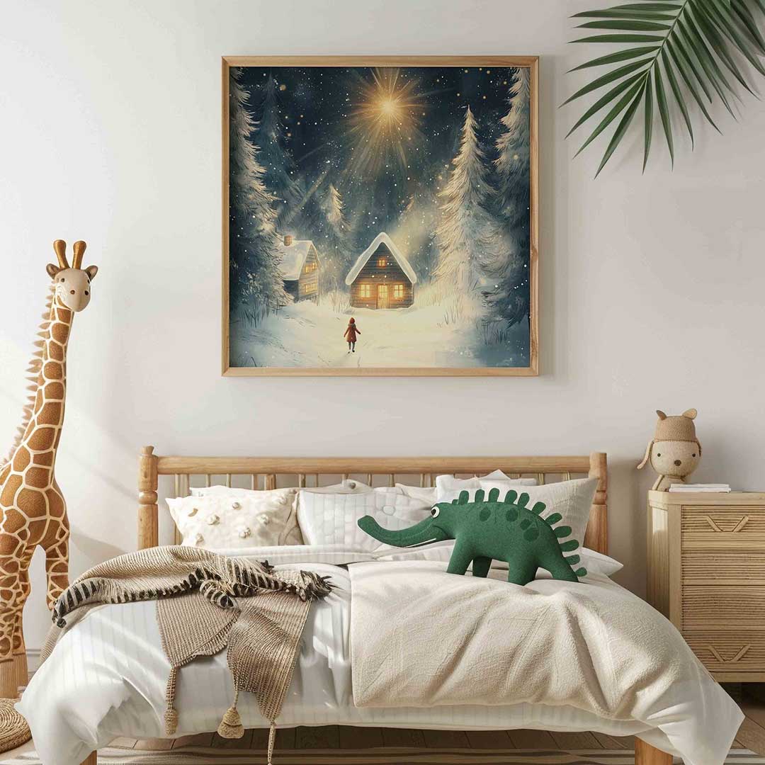Winterlandschap met huisjes Poster