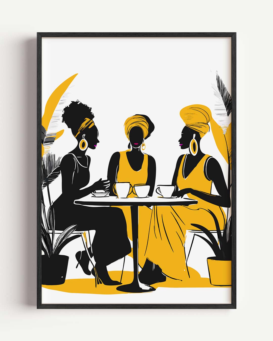 Stijlvolle Vrouwen aan de Koffietafel Poster-WallArtistic