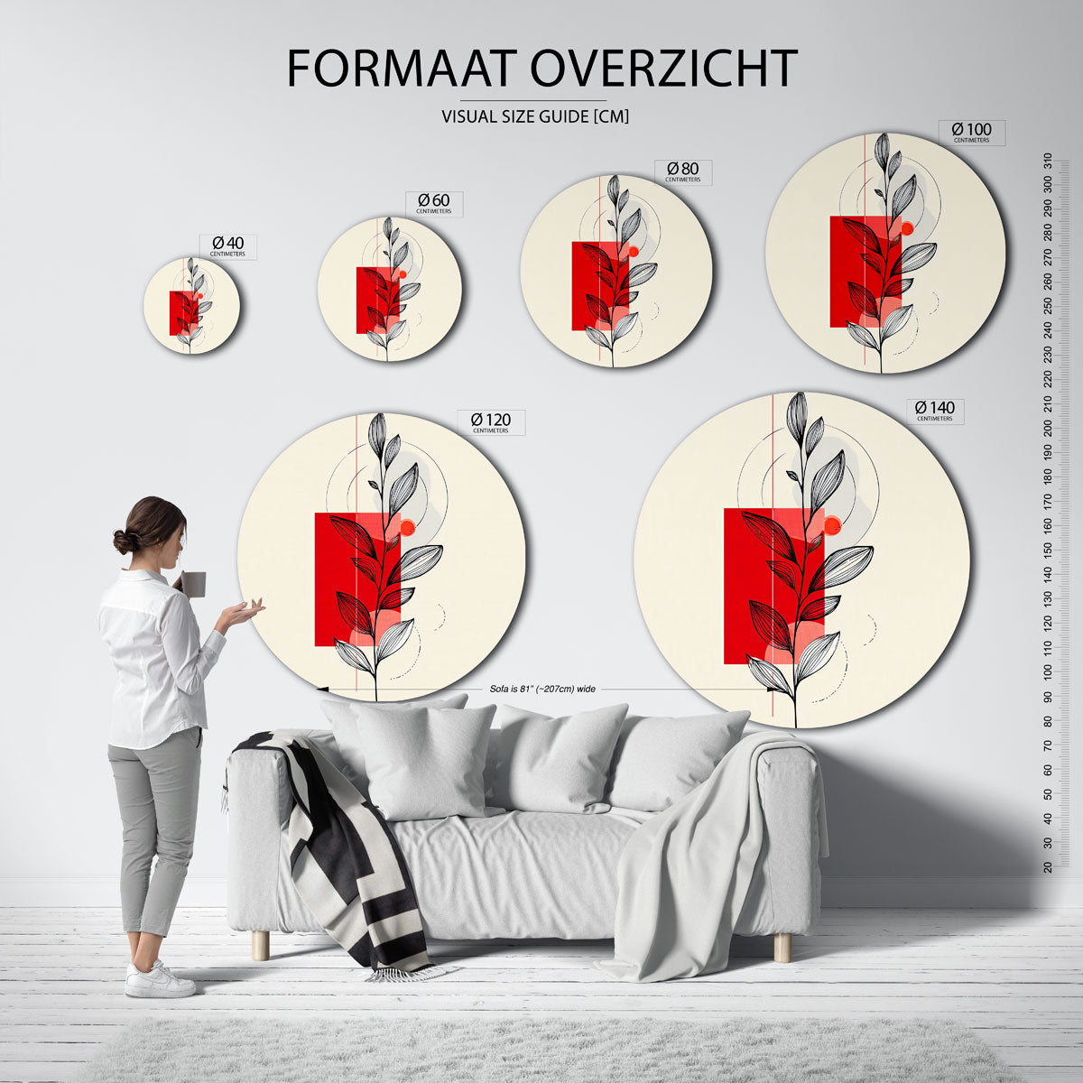 Botanische lijnen Muurcirkel