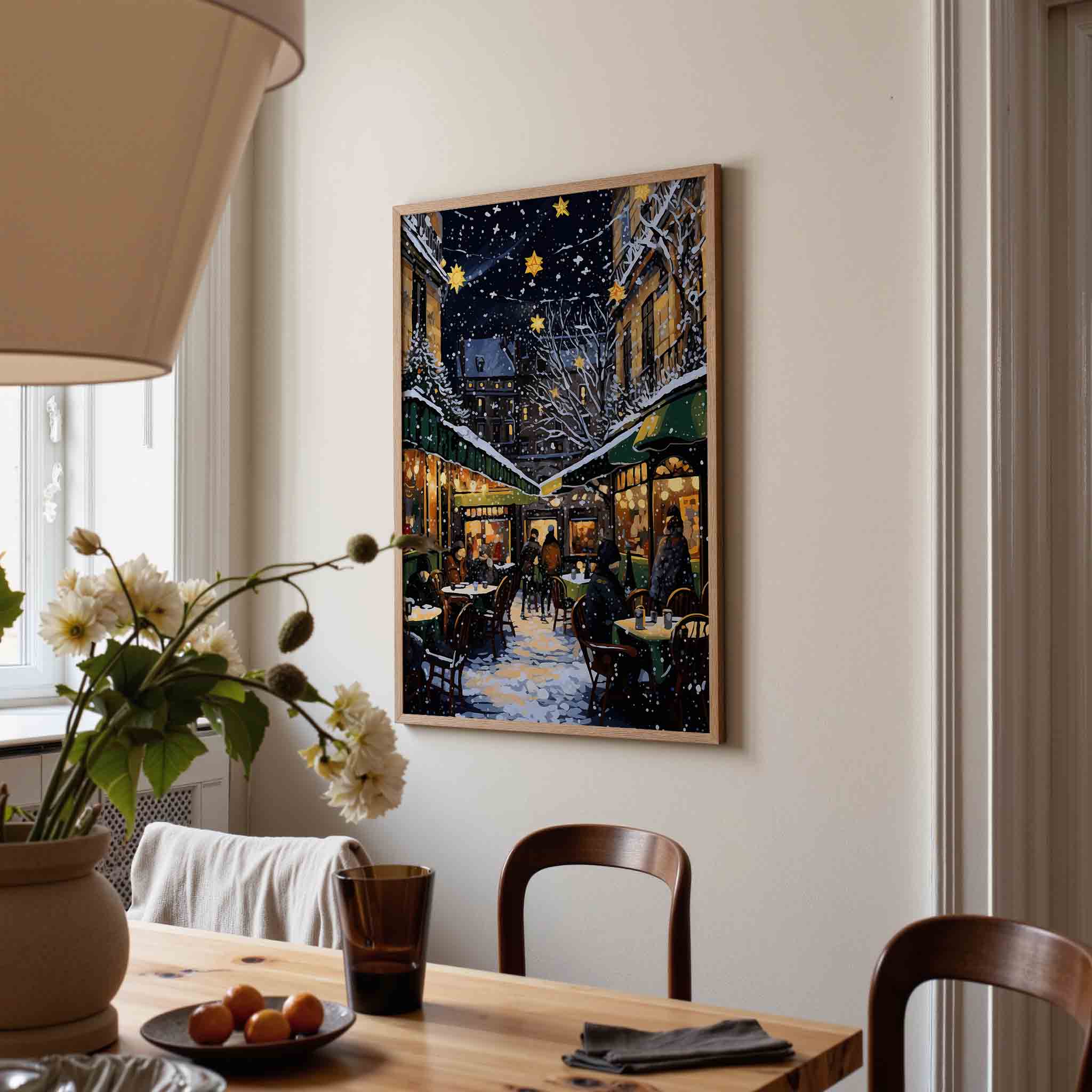 Winteravond terras Poster