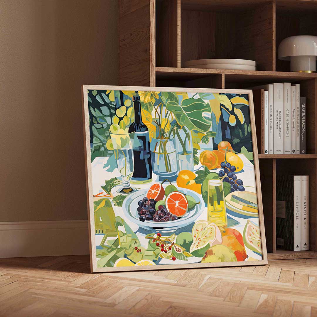 Fruit en flessen Poster