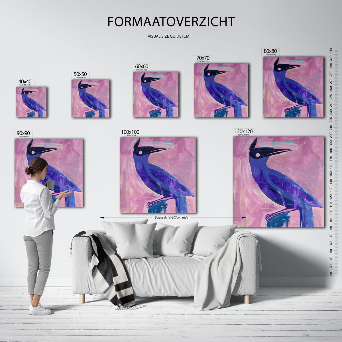 Vogel in roze en paars Poster