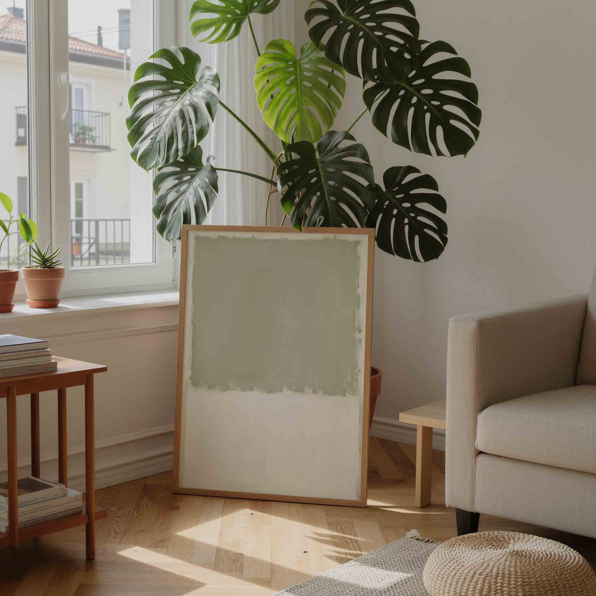 Groene en witte abstracte Poster