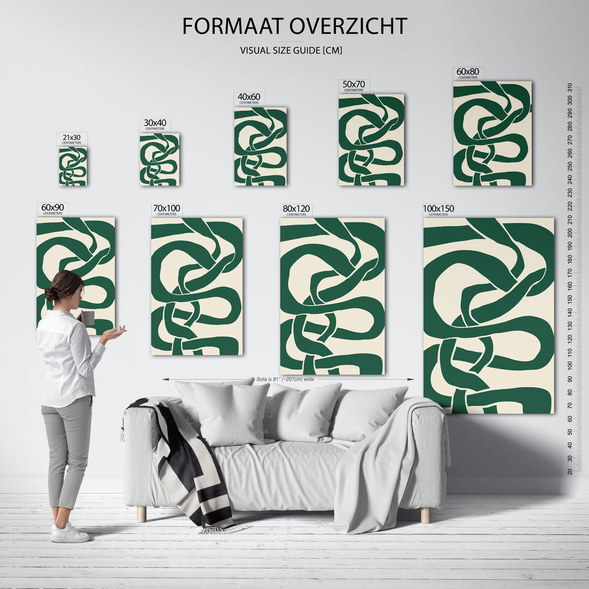 Groene kronkelende vormen Poster
