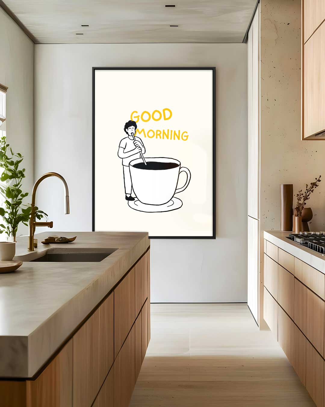 Goedemorgen Illustratie Kunstwerk-canvas-dibond-plexiglas-wanddecoratie-WallArtistic