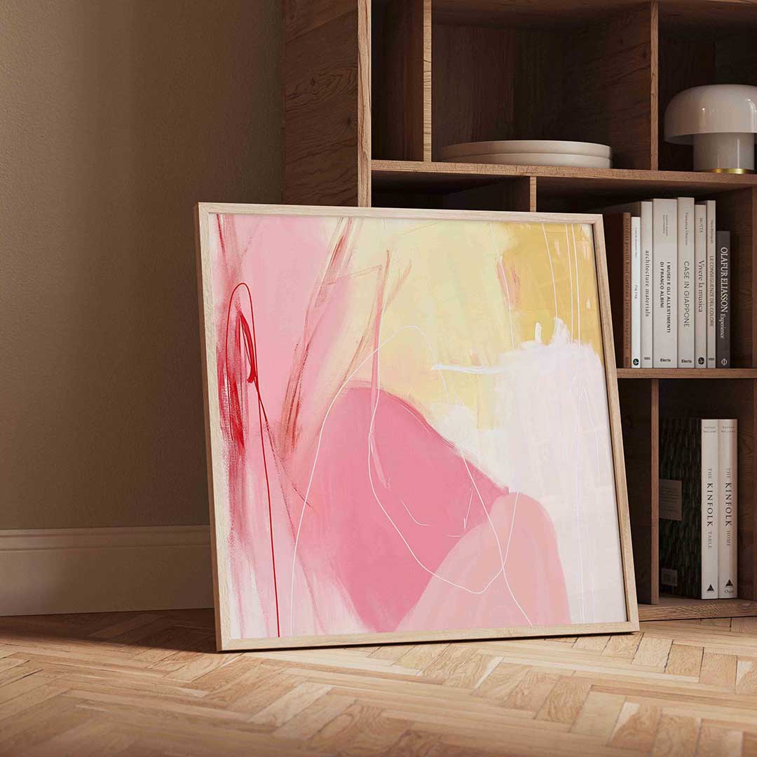 Abstracte roze en gele Poster