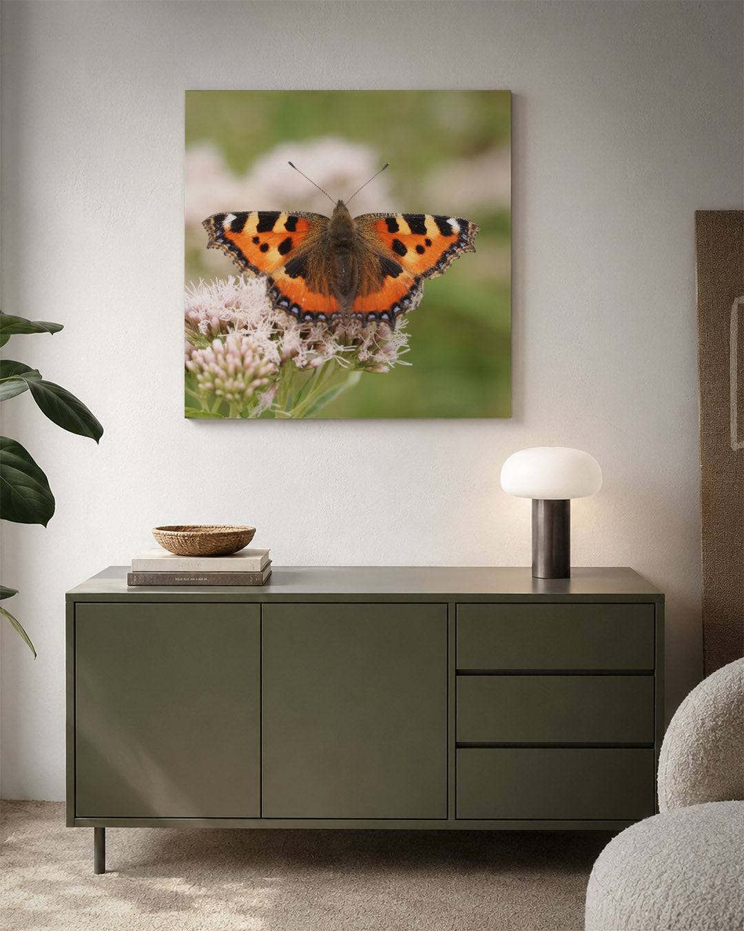 Vlinder op bloem Kunstwerk