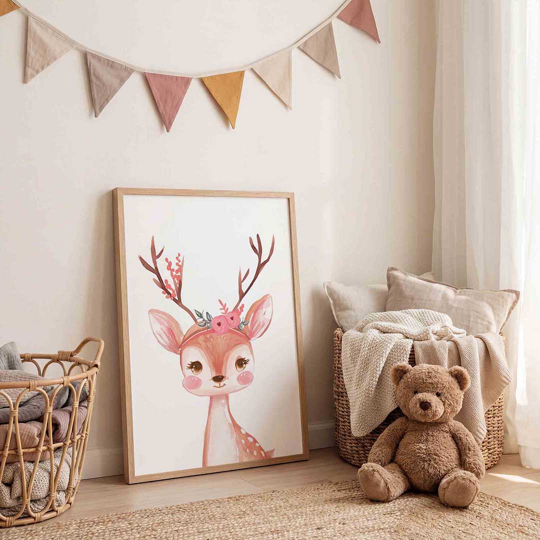 Hert met bloemen Poster