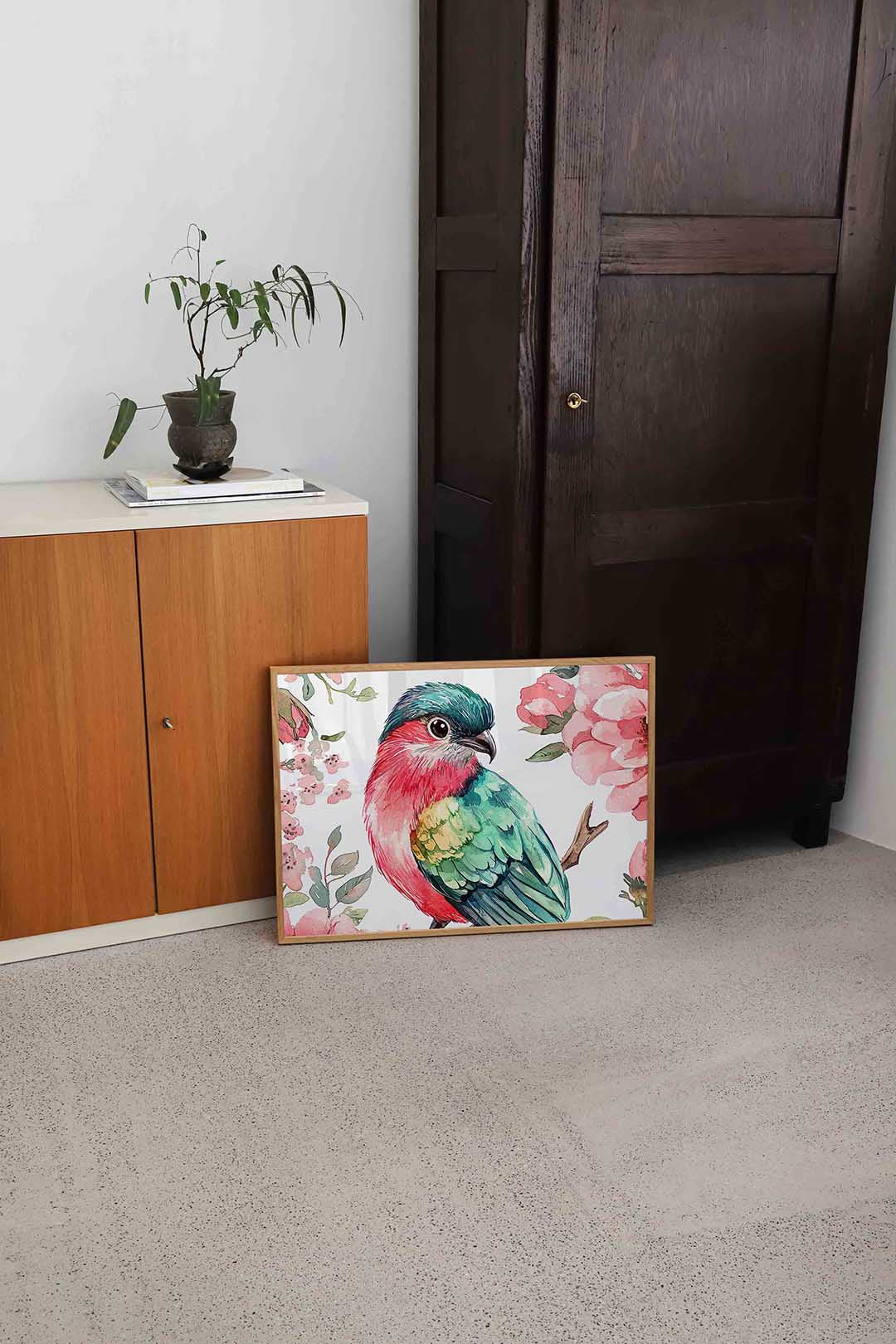 Vogel en bloemen Poster