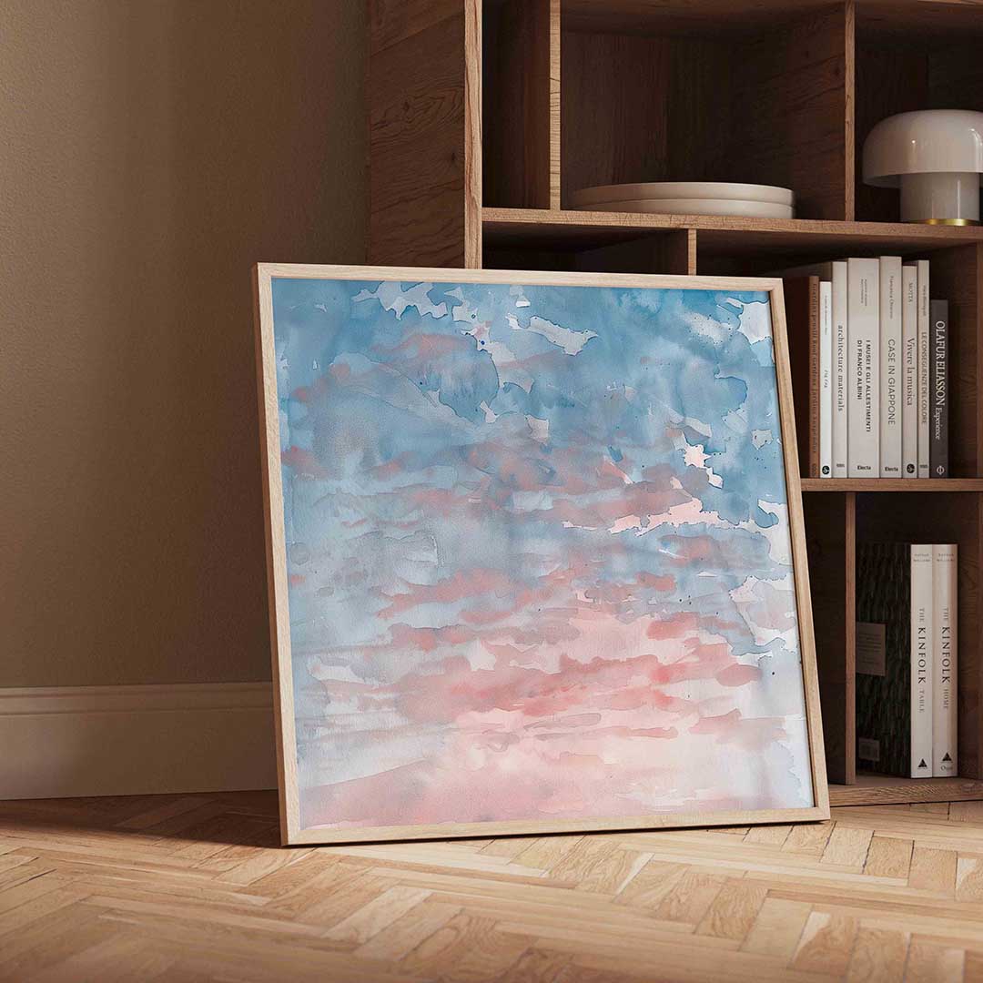 Blauwe en roze lucht Poster