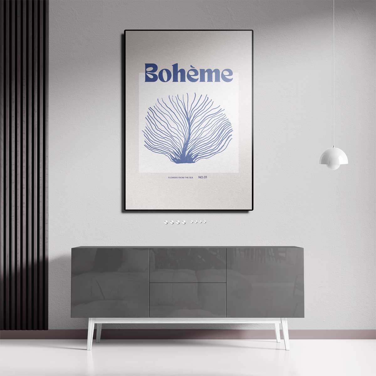 Bohème Zeebloem Illustratie Kunstwerk-canvas-dibond-plexiglas-wanddecoratie-WallArtistic