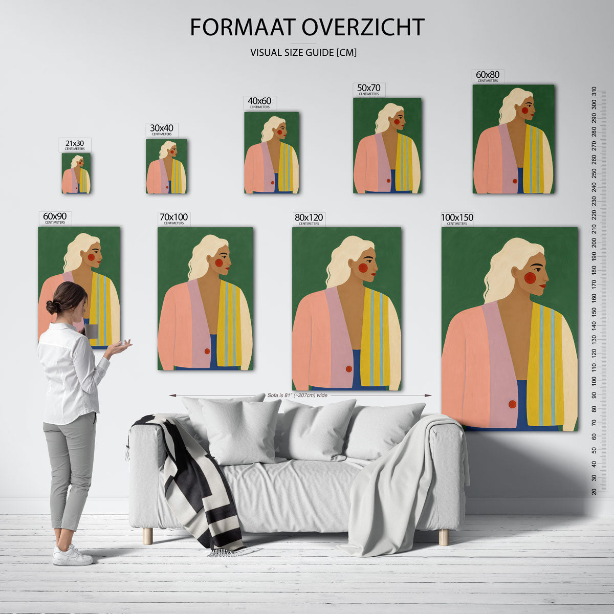 Vrouwelijk profiel met kleurrijke kleding Poster