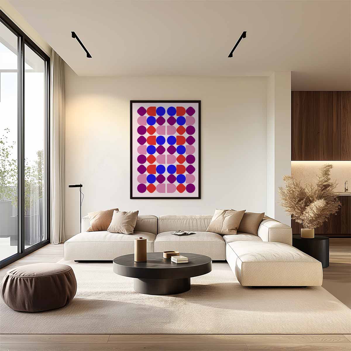Kleurrijke Geometrische Compositie Kunstwerk-canvas-dibond-plexiglas-wanddecoratie-WallArtistic