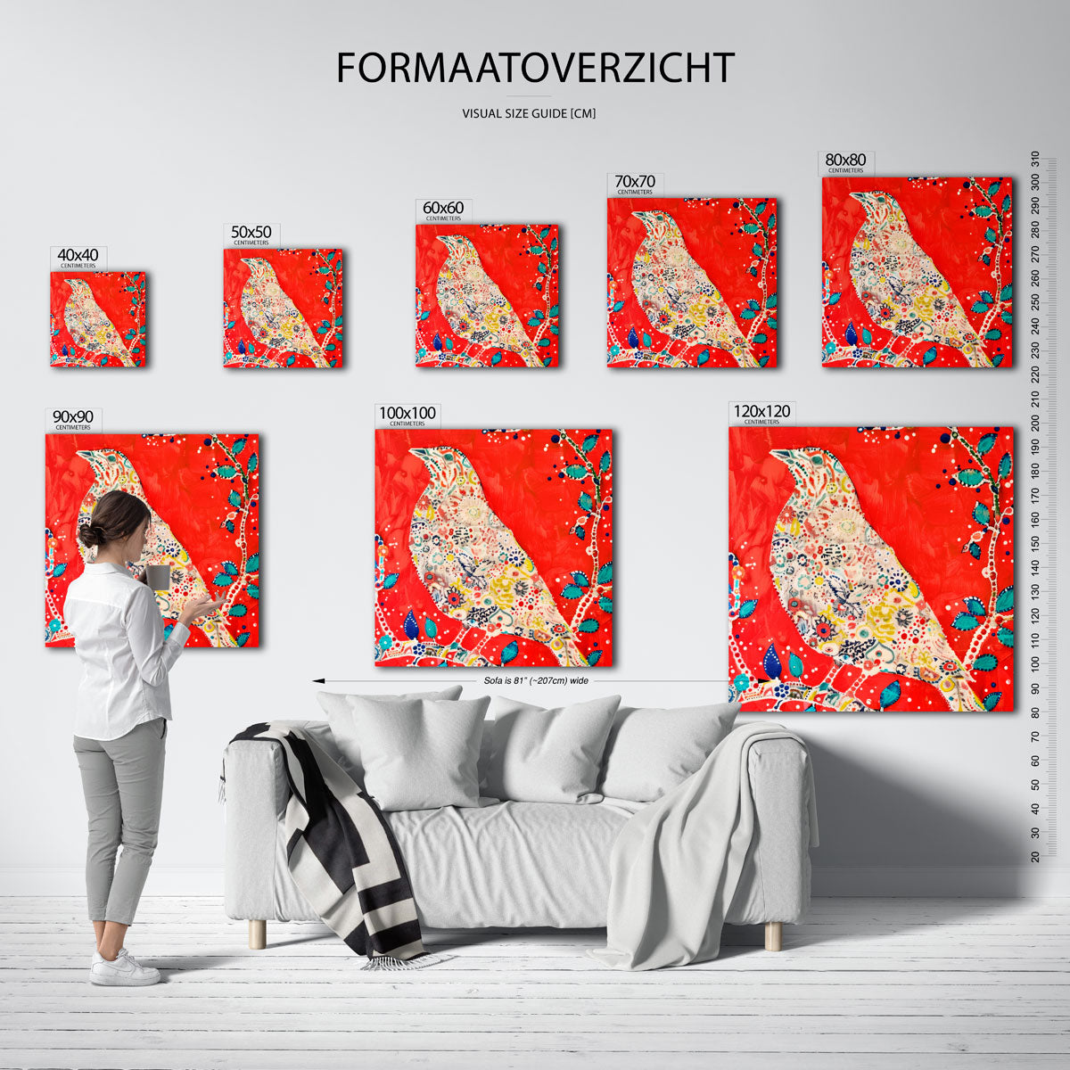 Vogel en bladeren Poster