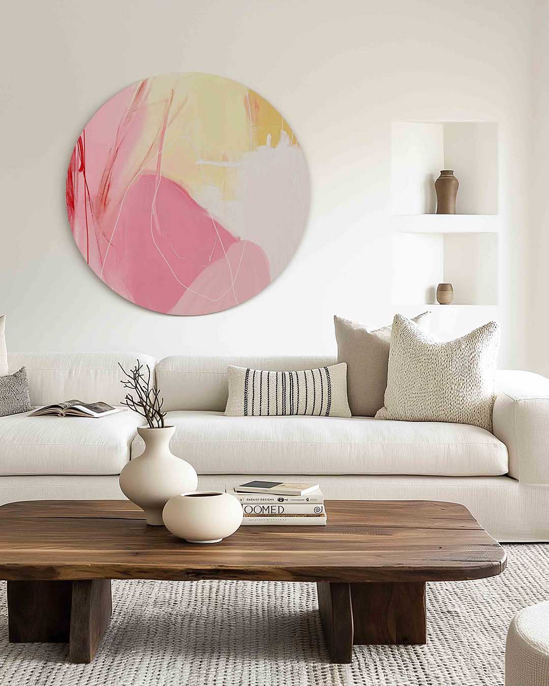 Abstracte roze en gele Muurcirkel