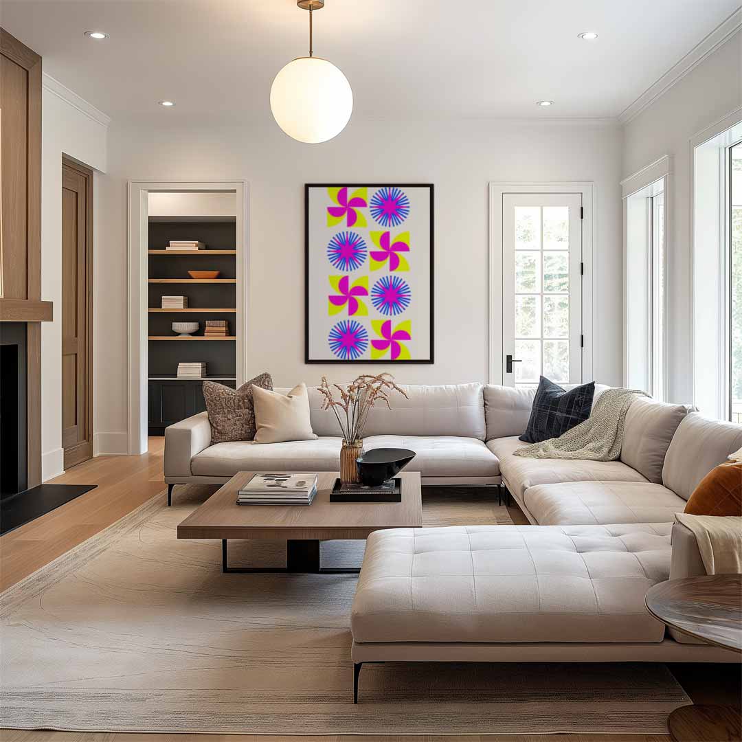 Kleurrijke Geometrische Expressie Kunstwerk-canvas-dibond-plexiglas-wanddecoratie-WallArtistic