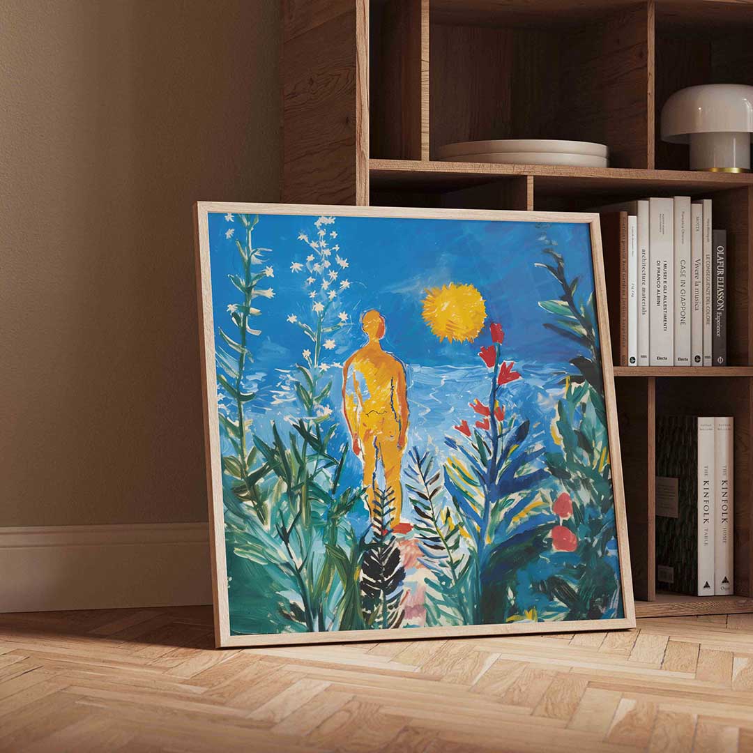 Figuur in kleurrijke natuur Poster