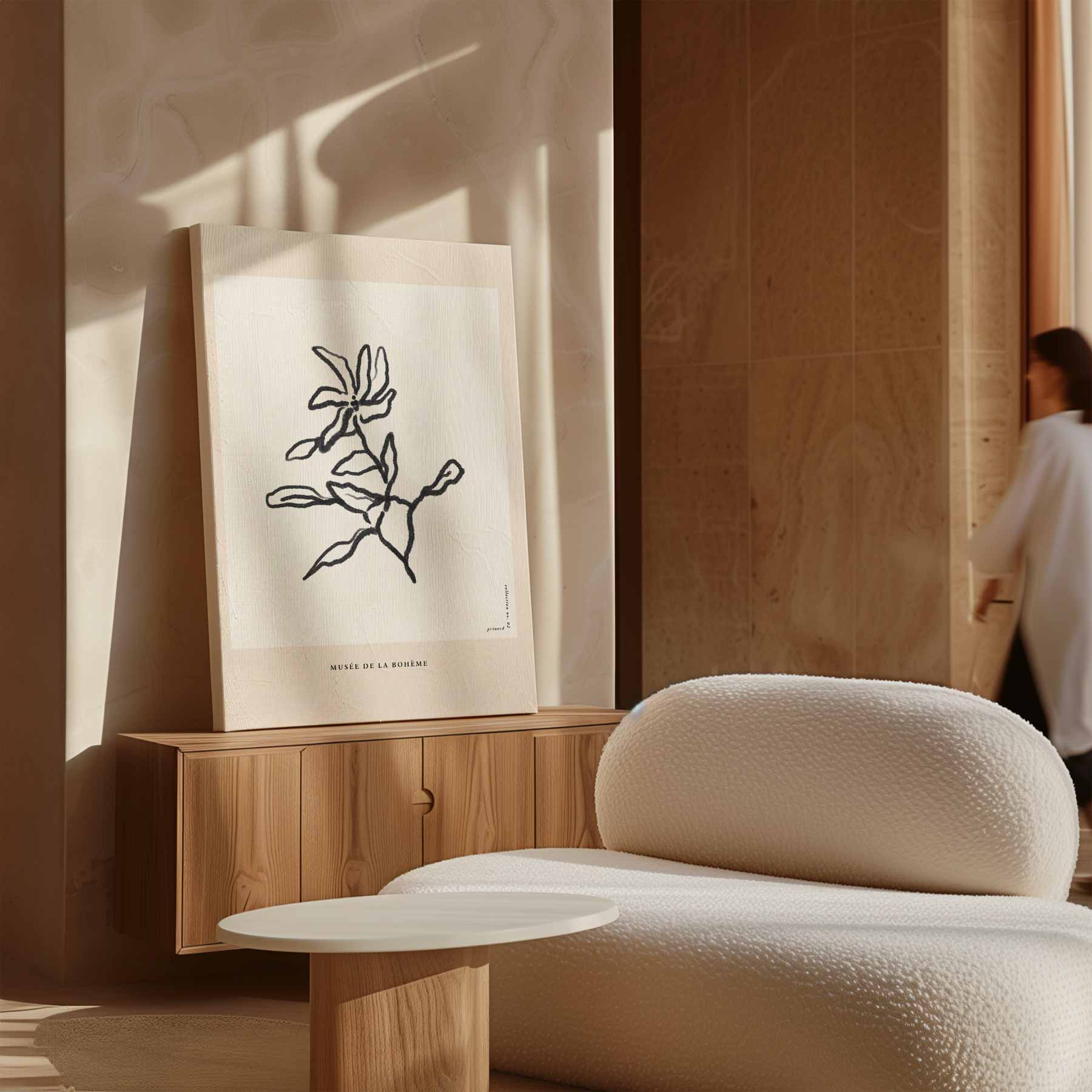 Elegante Bloemillustratie Kunstwerk-canvas-dibond-plexiglas-wanddecoratie-WallArtistic
