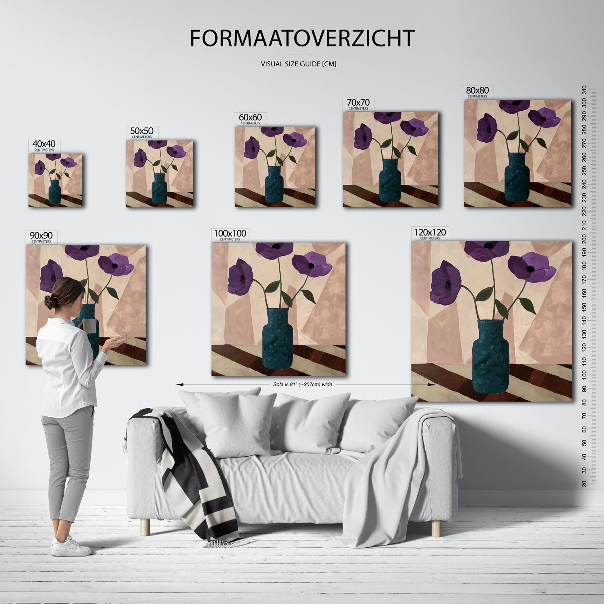 Paarse bloemen in vaas Poster