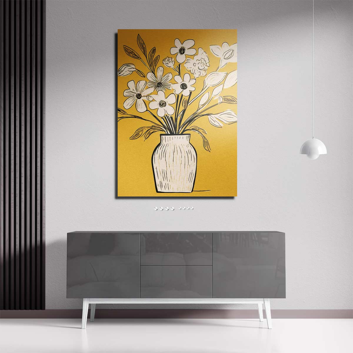 Bloemen in Gele Warmte Kunstwerk-canvas-dibond-plexiglas-wanddecoratie-WallArtistic