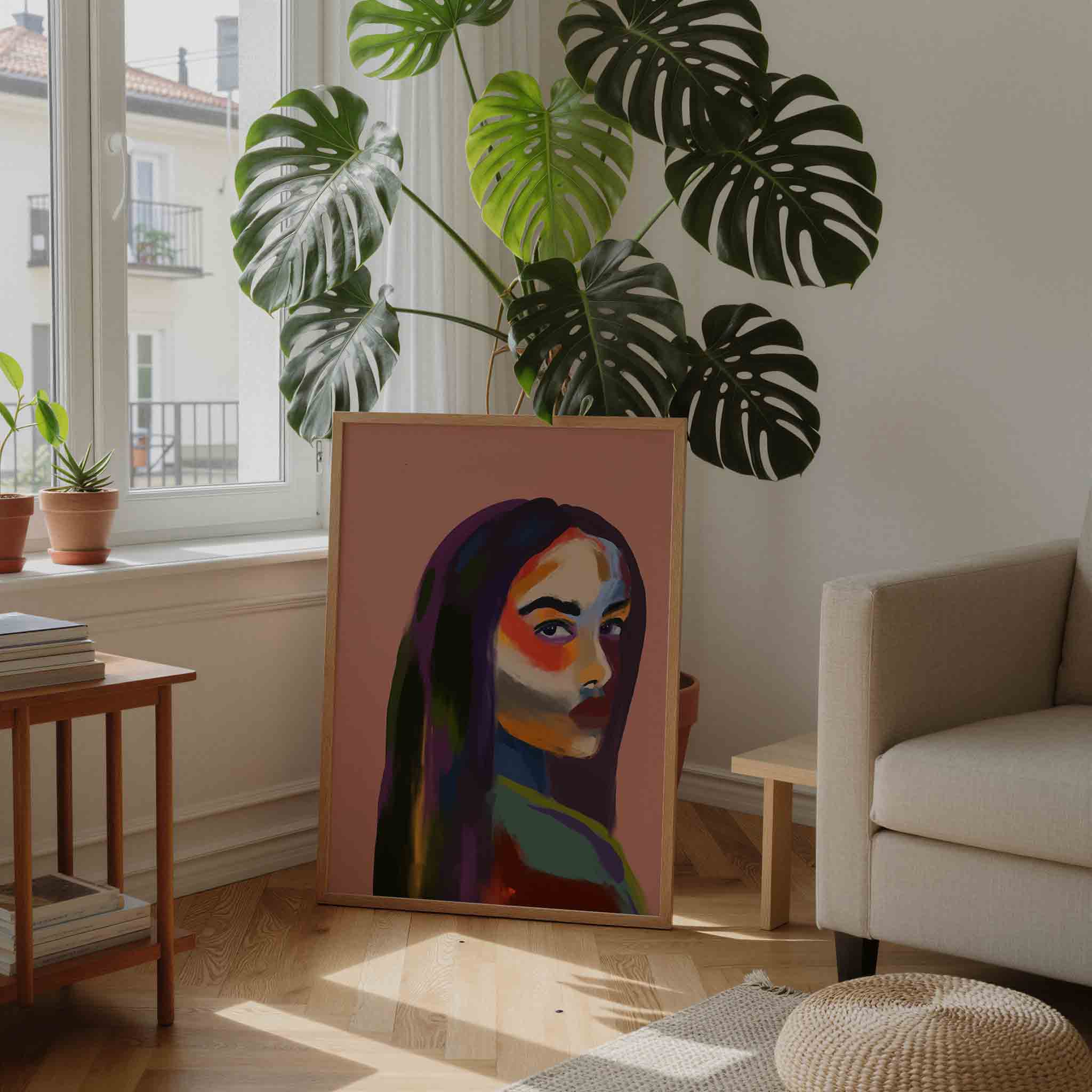 Portret met kleurrijke accenten Poster