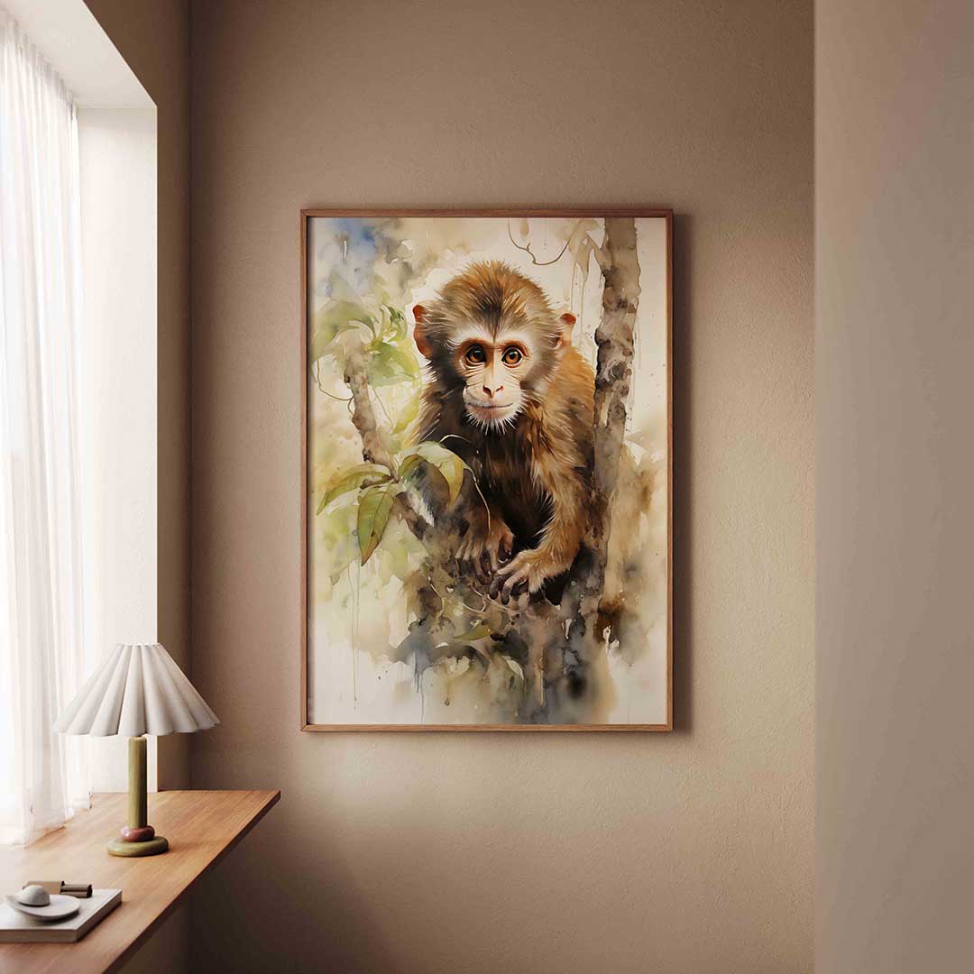 Jonge aap in boom Poster