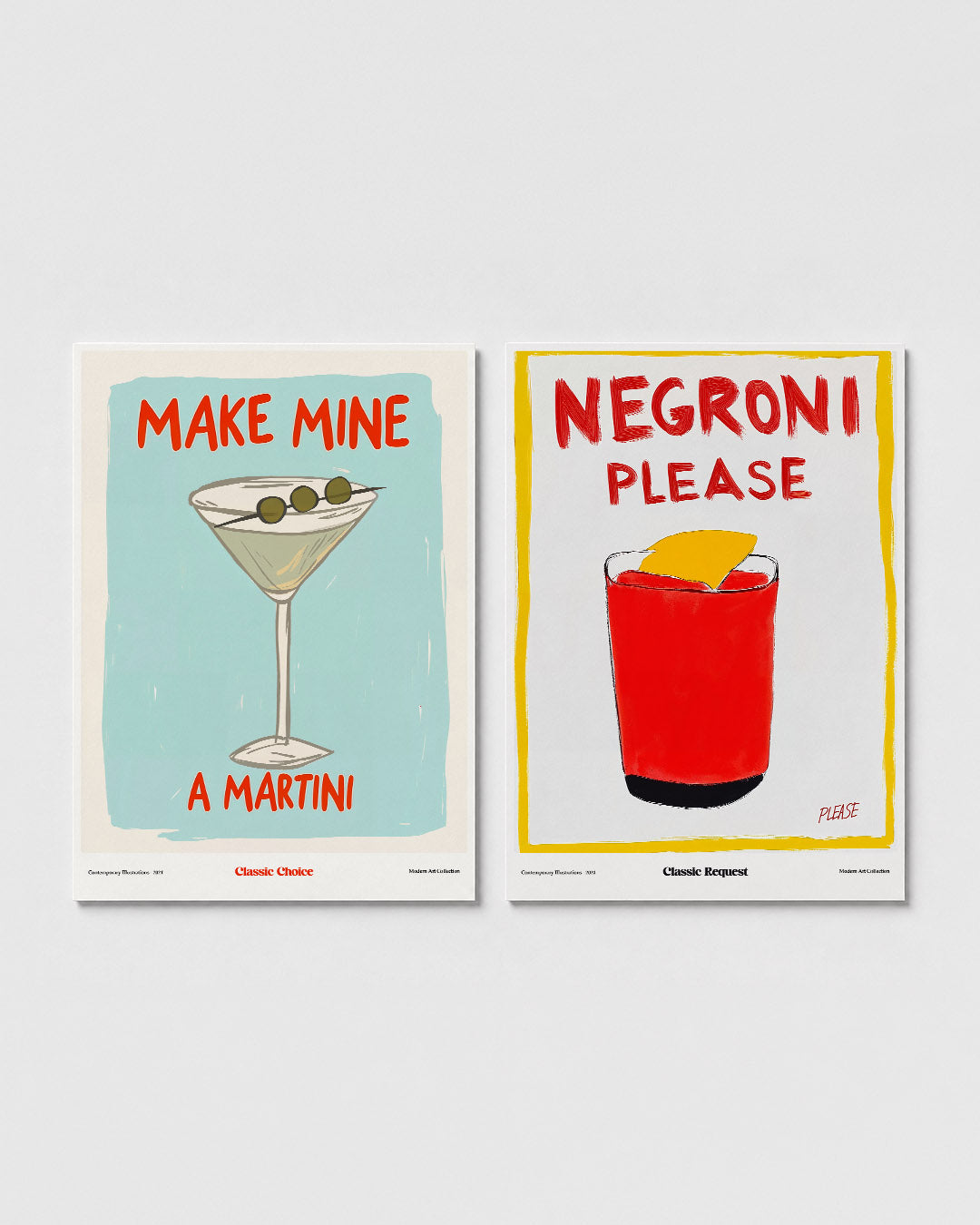 Cocktail illustratie Posterset
