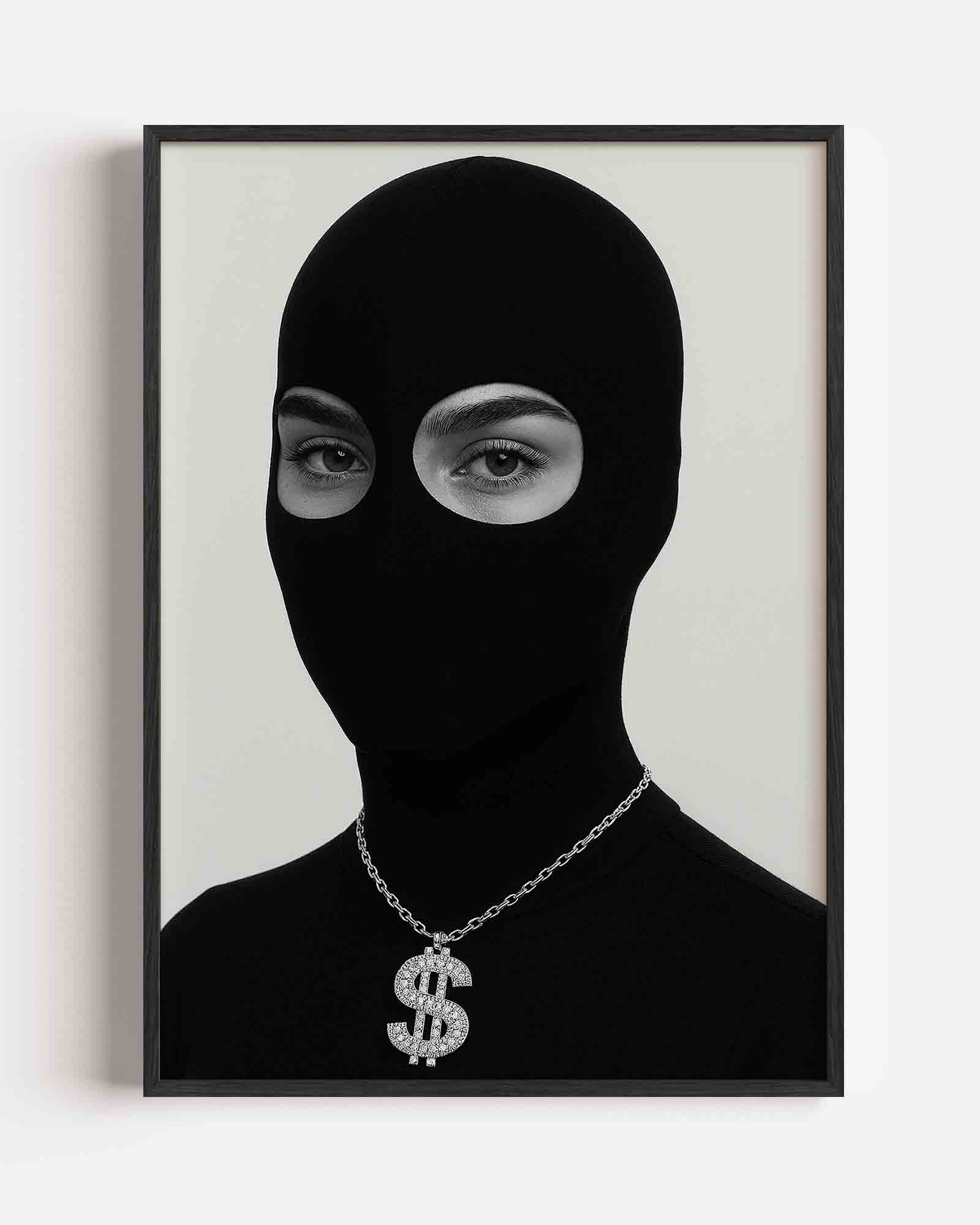 Zwart masker met ketting Poster