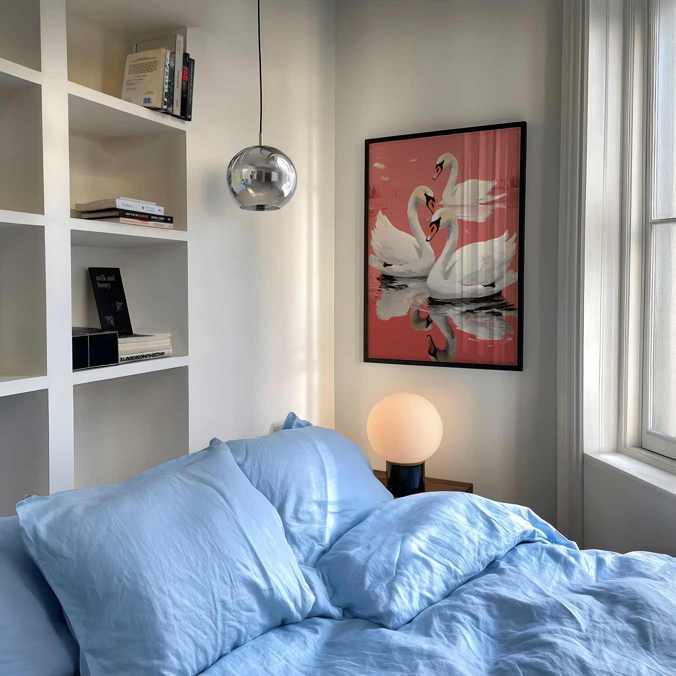 Elegante Zwanen bij Ondergaande Zon Poster-WallArtistic