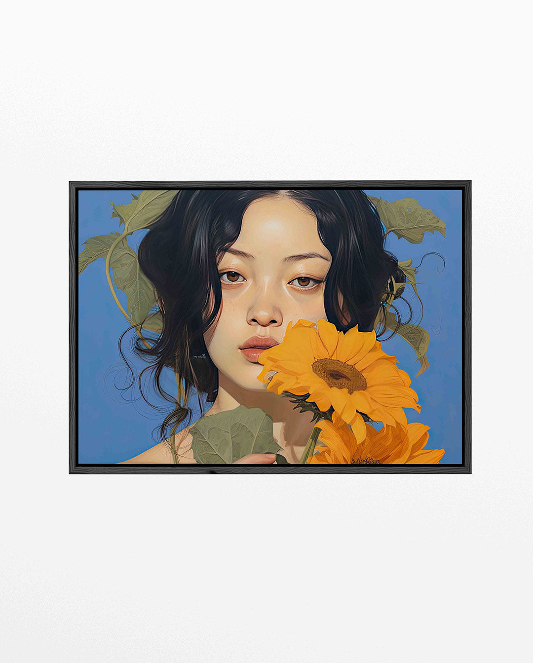 Vrouw met zonnebloemen Kunstwerk