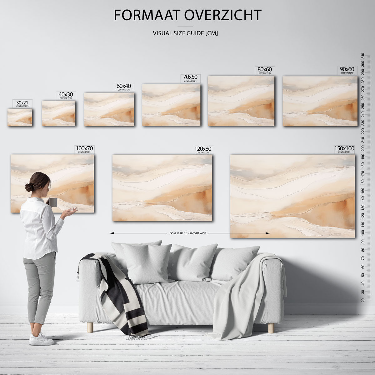 Abstracte beige en witte Poster