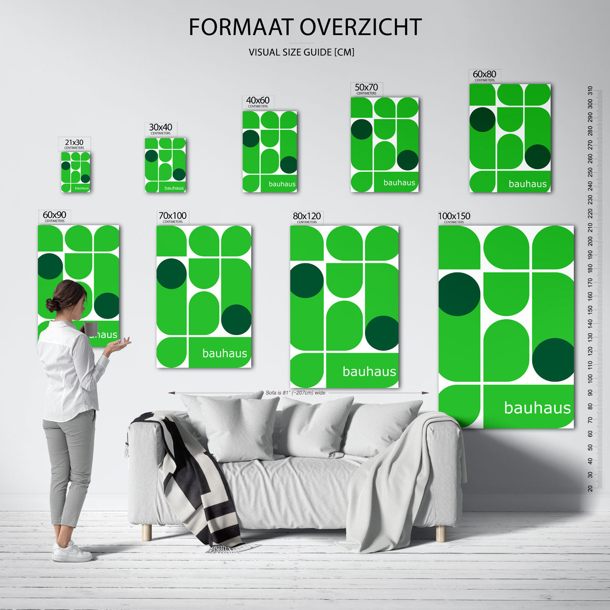 Groene vormencompositie Poster