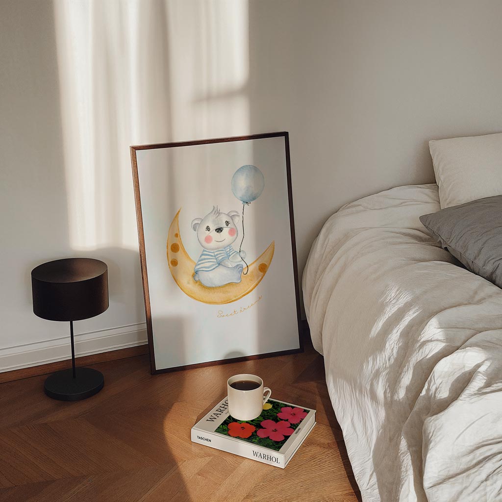 Dromerige Beer op Maan Poster-WallArtistic