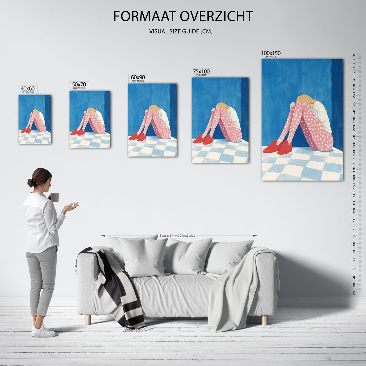 Vrouw in patronen Kunstwerk