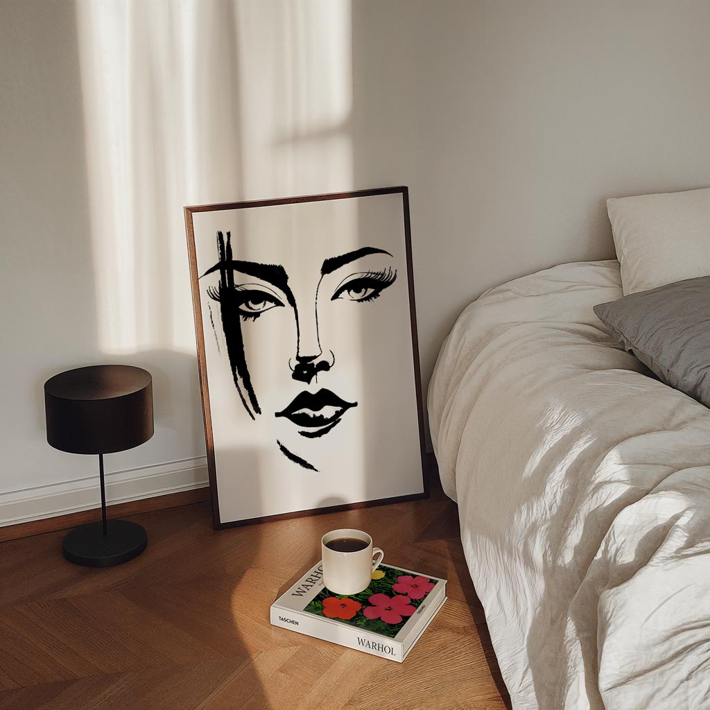 Elegante Zwart-Wit Gezichtslijn Poster-WallArtistic