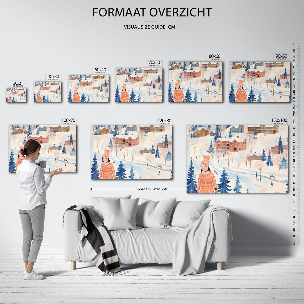 Winterlandschap met huizen Poster